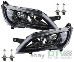 Headlight Compatible With Fiat Ducato 250 Black With LED Daytime Running Lights + Lighting