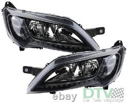 Headlight Compatible With Fiat Ducato 250 Black With LED Daytime Running Lights + Lighting