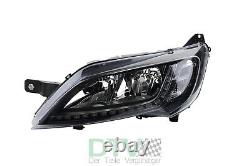 Headlight Compatible With Fiat Ducato Black 250 06/14- With LED Daytime Running Light Kit