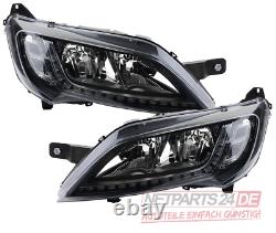 Main Headlight SW Compatible With Fiat Ducato 250 Black With LED TFL Leu