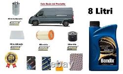 Kit de Filtres Entretien + 8 Litres Huile Fiat Ducato 250 2.3 Multijet 96 Kw